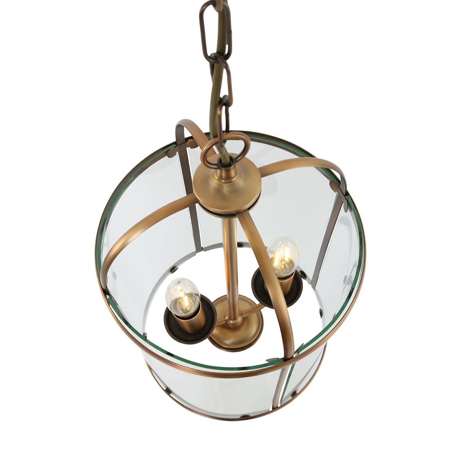 Lampe à suspendre verre métal en bronze L:23 cm E14 élégant