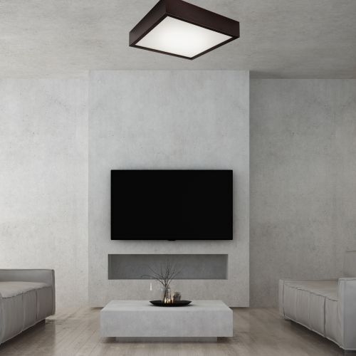 Quadratisch Deckenleuchte Braun Wohnzimmer Holz