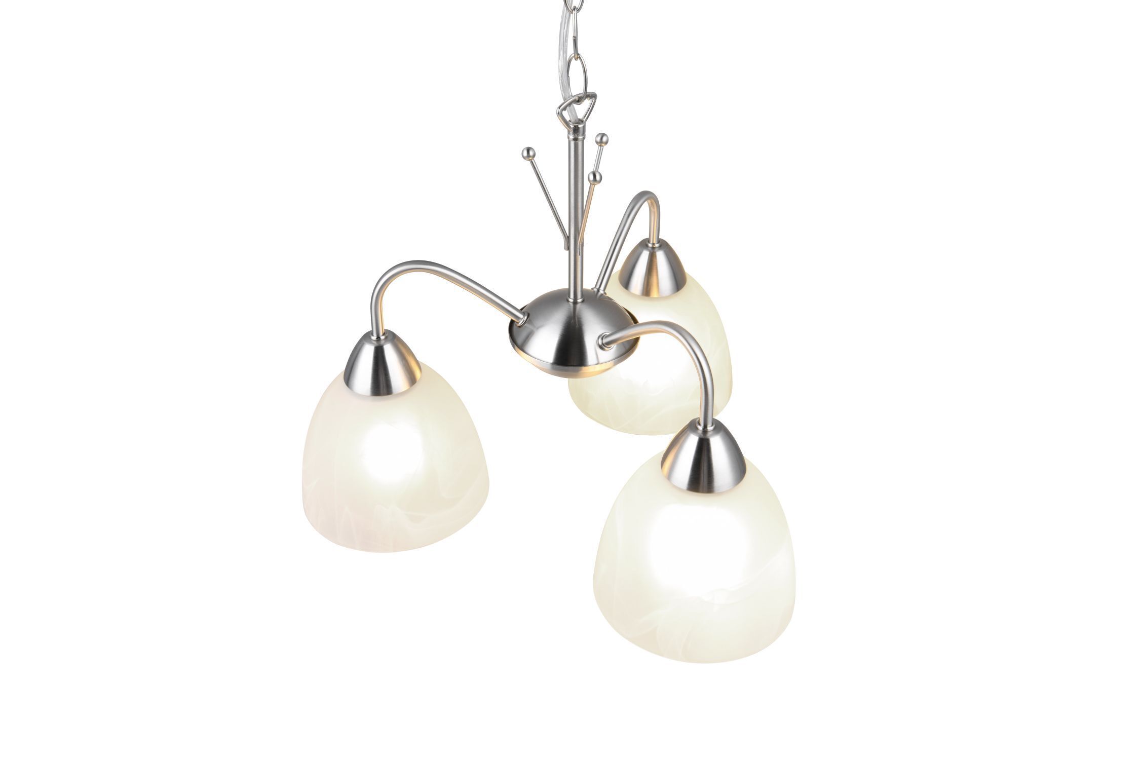 Blendarme Pendelleuchte Metall Glas Nickel Weiß E27 Leuchter, Lampe, Zubehör