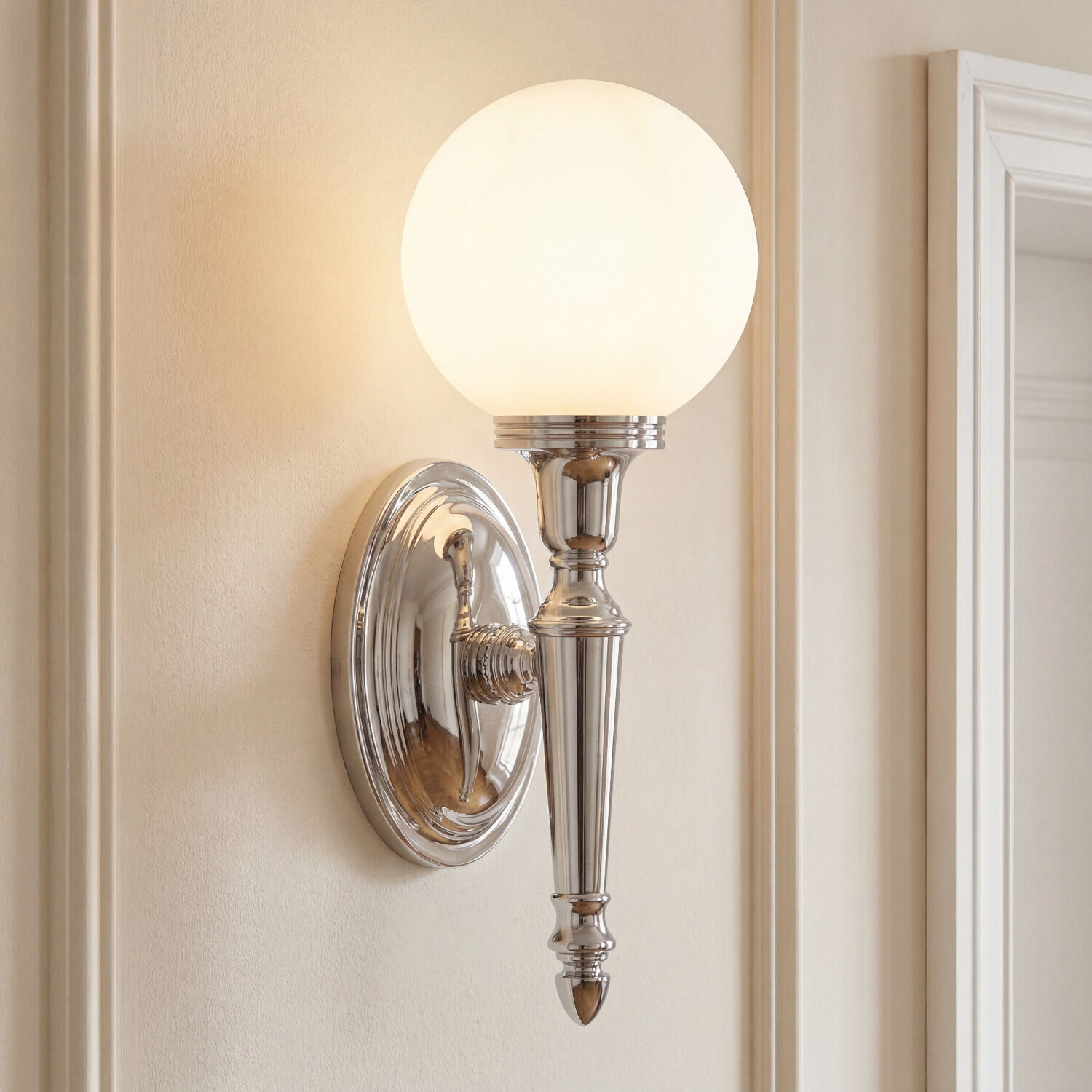 Wandlampe Bad IP44 aus Messing Glas spritzwasserdicht