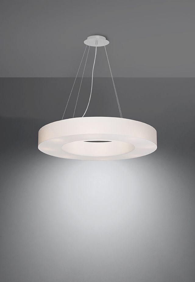 Suspension ronde en tissu Ø 70 cm Blanc faible éblouissement 6x E27