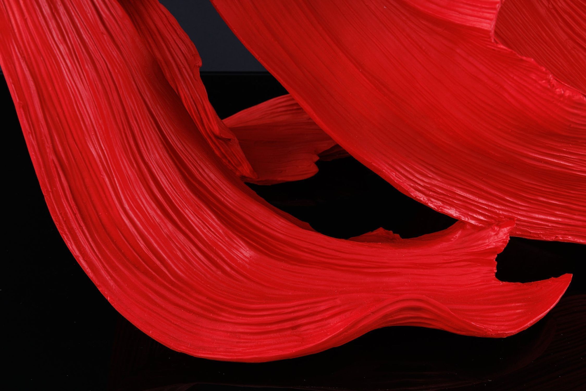 Dekostatue Kampffisch groß H: 56 cm Polyresin Rot Blume, Blütenblatt, Pflanze