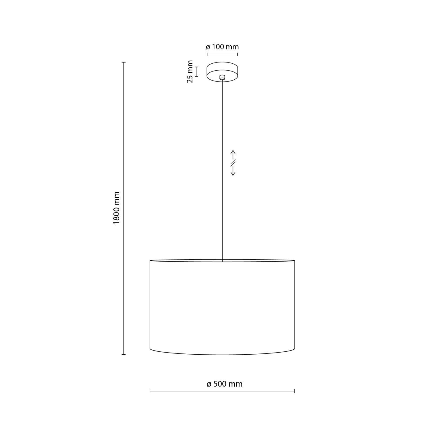 Hängelampe Schwarz Ø 50 cm H: max. 180 cm E27 Stoff