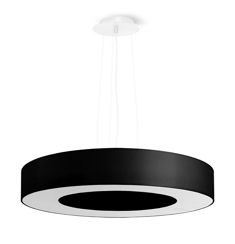 Suspension tissu noir Ø 50 cm rond 5x E27