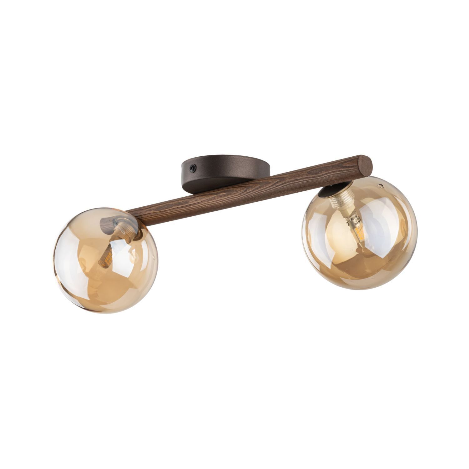 Wandlampe, Deckenlampe, Holz, Glaskugel, E27