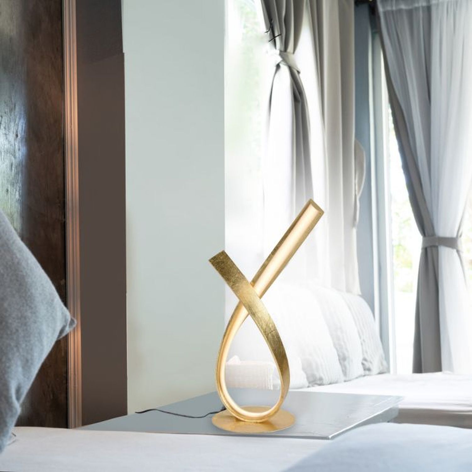 Elégante lampe de table LED en feuille d'or 38,5 cm à intensité variable Lampe, Mobiliar