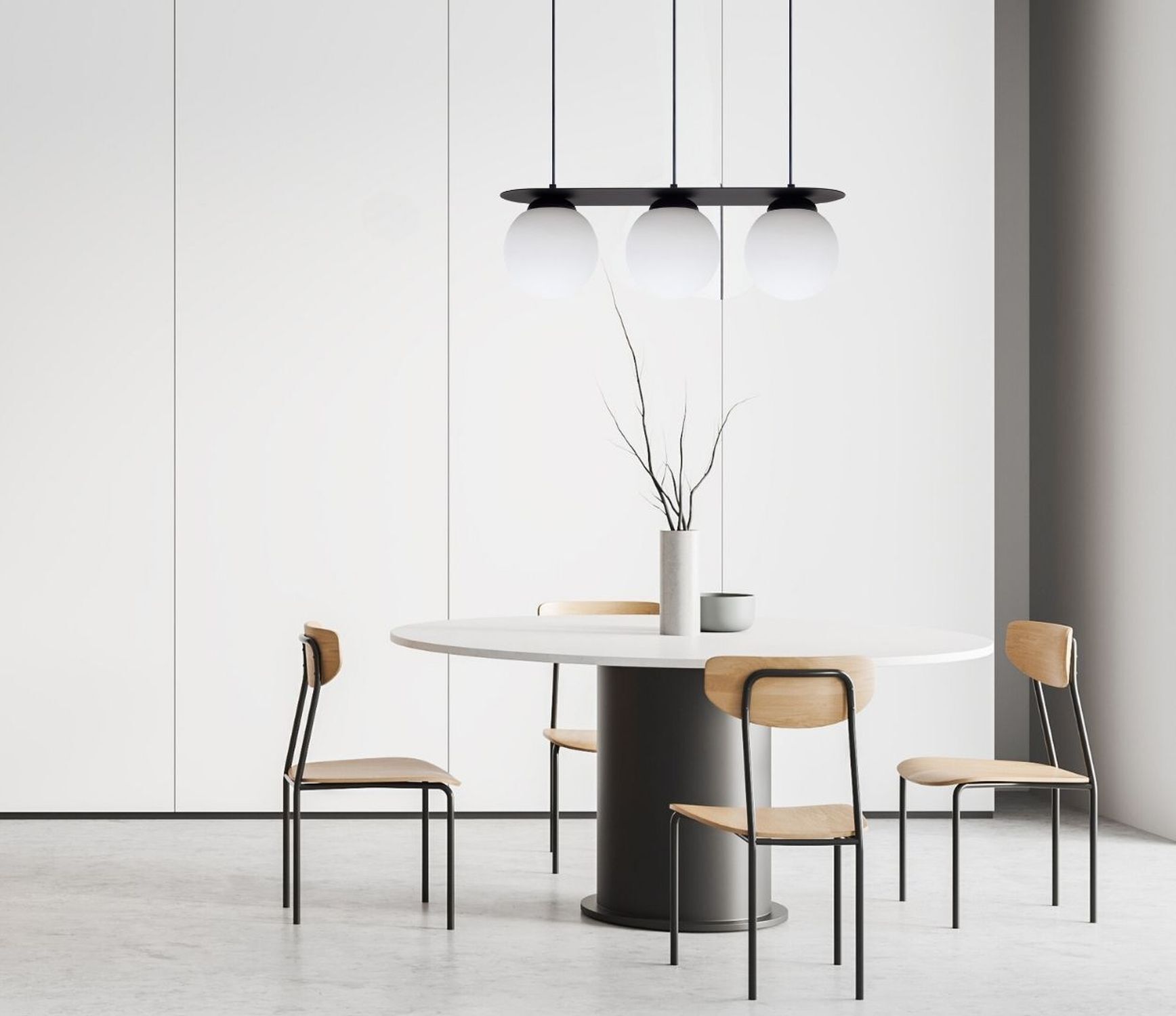 Blendarme Lampe à suspendre boules en verre E27 3-flmg noir