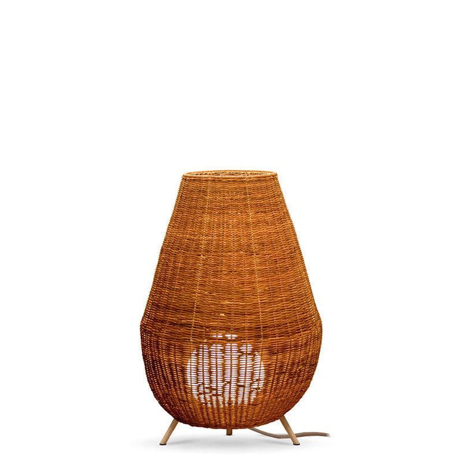 LED Tischlampe außen Rattan Akku IP54 72 cm kabellos Dimmer Lampe, Lampenschirm, Kunst, Kunsthandwerk