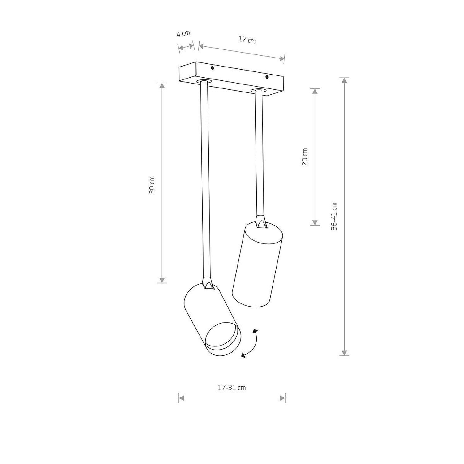 Moderner Deckenspot Messing Metall H:41cm verstellbar deckenleuchte, pendelleuchte, spotlights, zwei-licht, metall