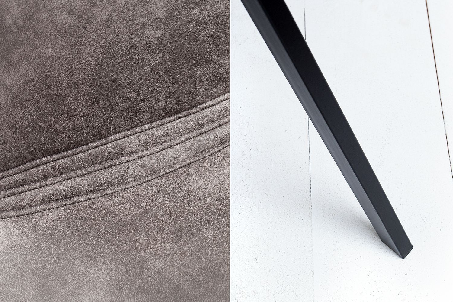 Esszimmerstuhl Microfaser Metall 47 cm in Taupe Grau Schwarz Dekoration für Zuhause