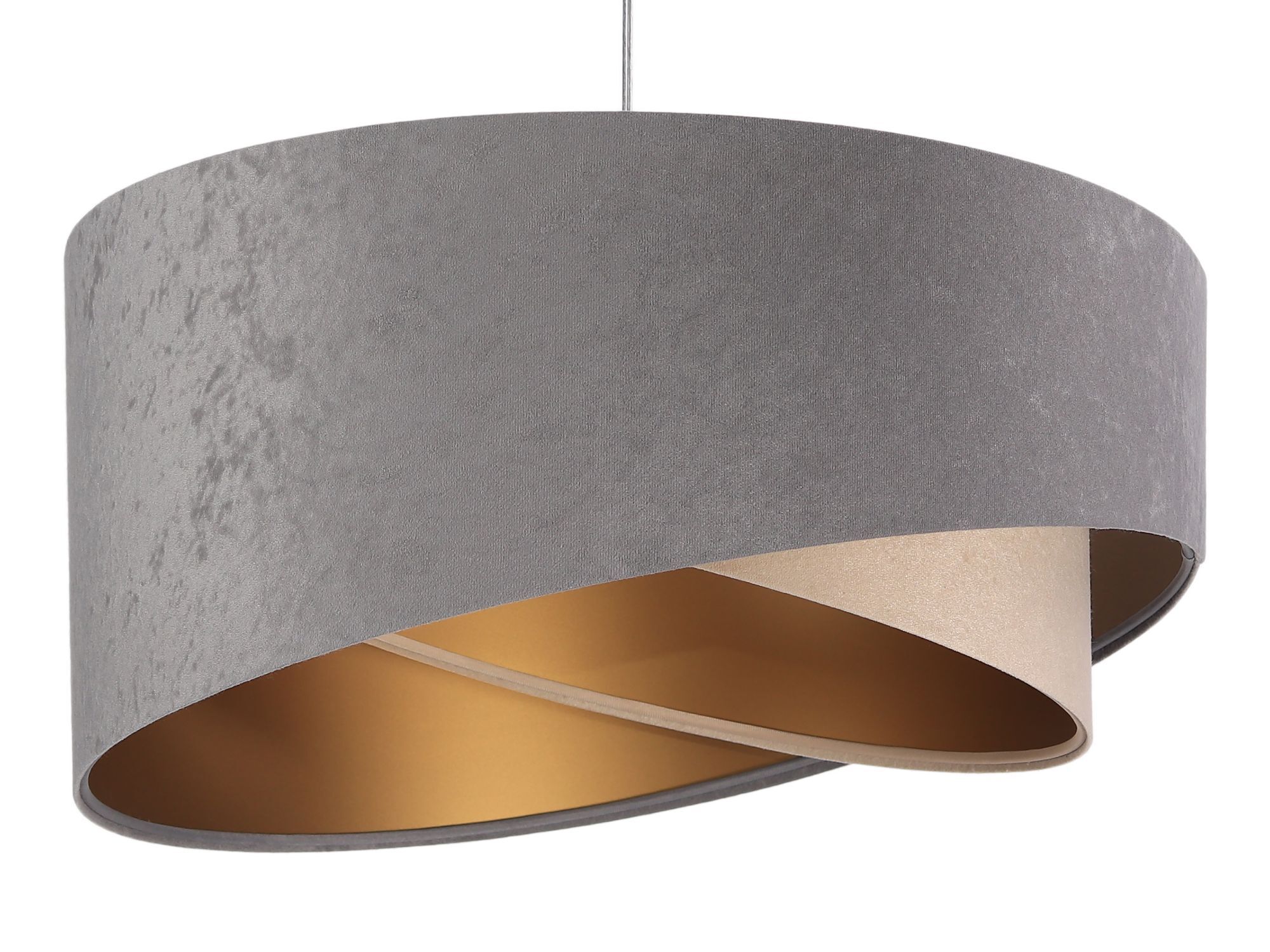 Suspension Gris Beige Or Ø50cm Tissu Table à manger Lampe