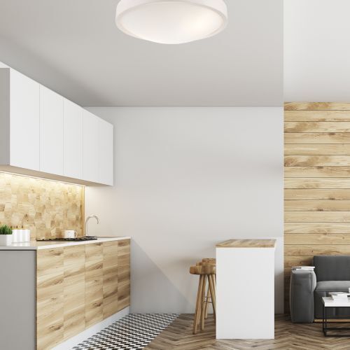 Plafonnier FERNLY Blanc Moderne rond Salon