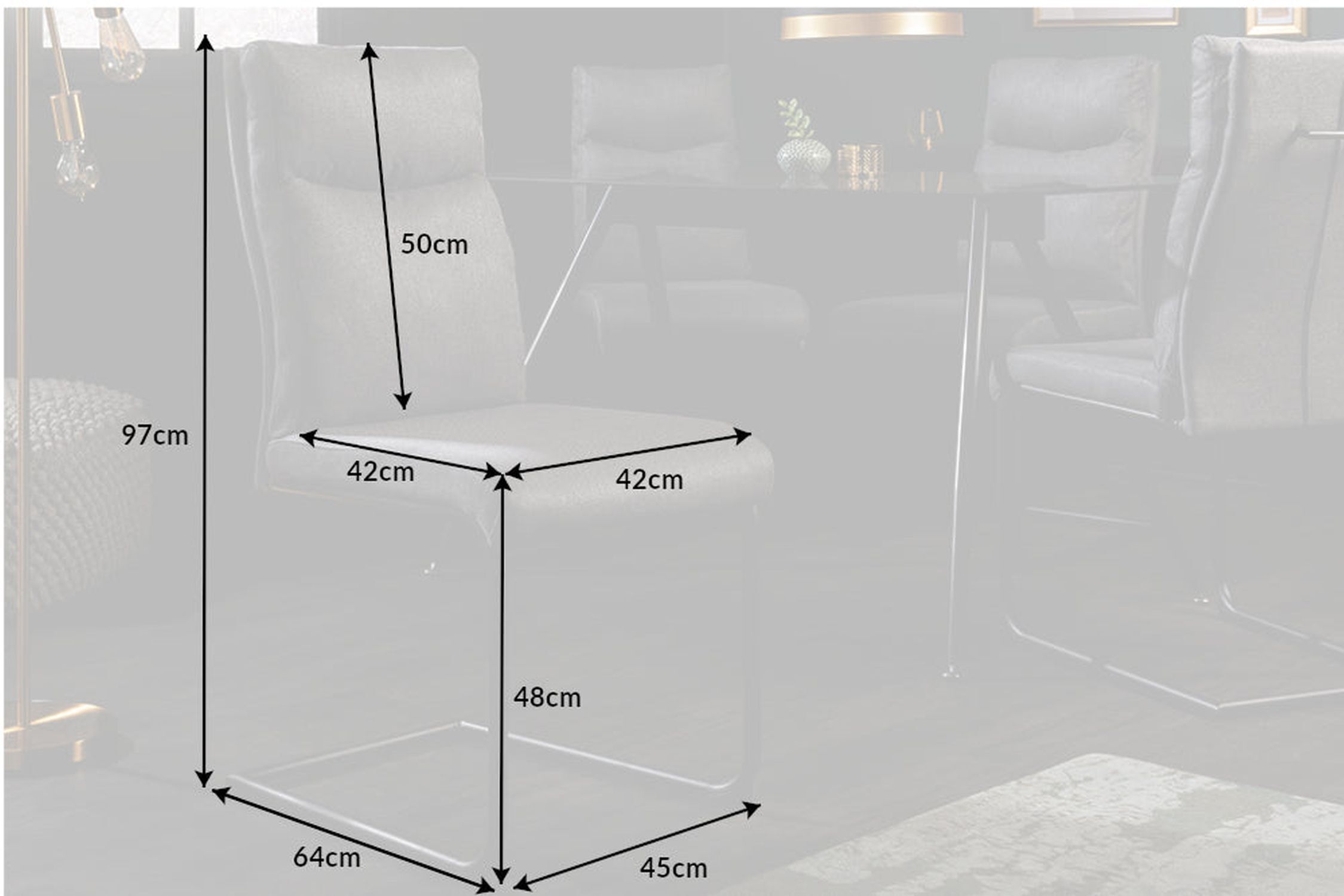 Chaise à bascule salle à manger gris noir en tissu métal Diagramm, Handlung, Mobiliar
