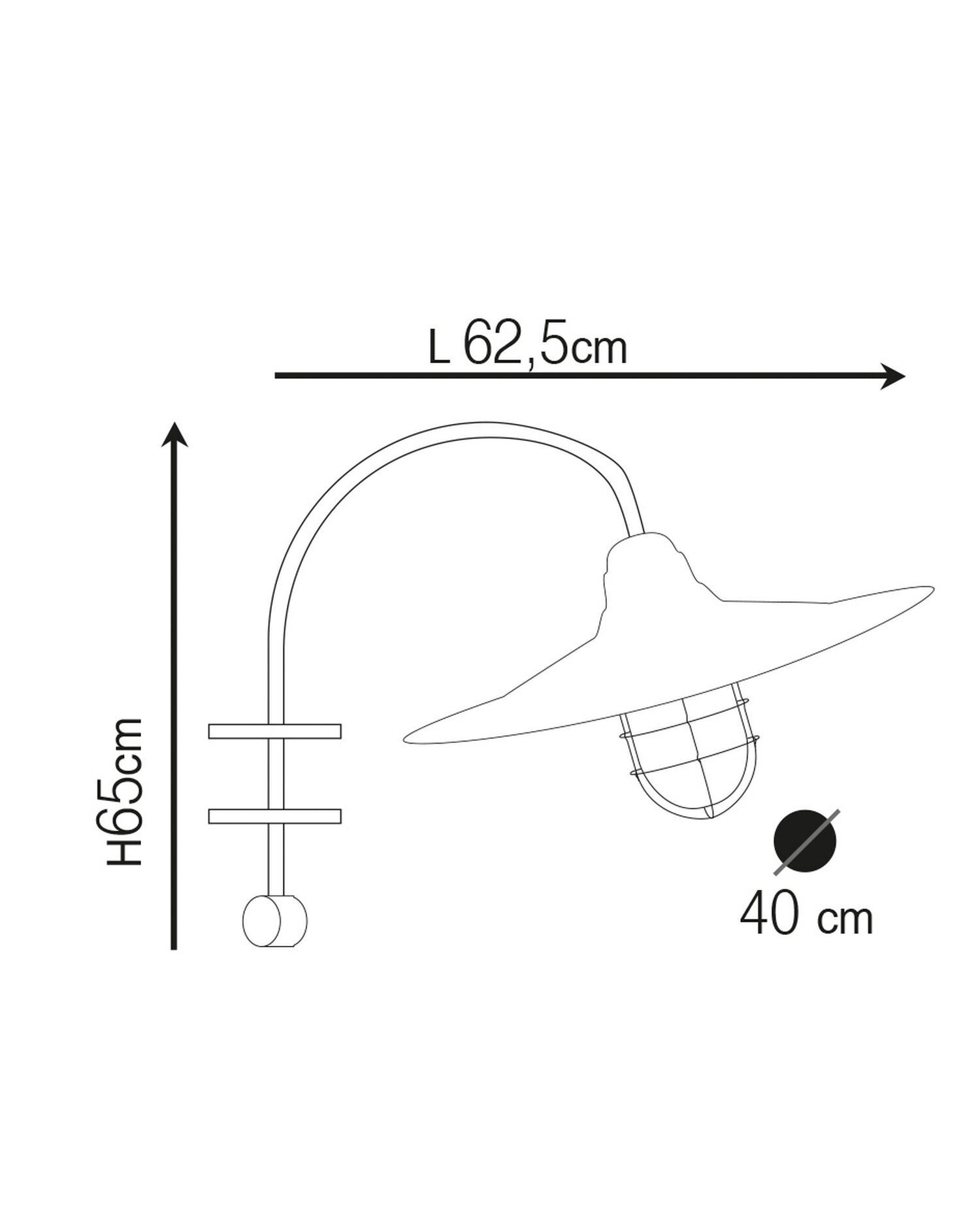 Grande applique extérieure laiton verre E27 IP54 H : 65 cm