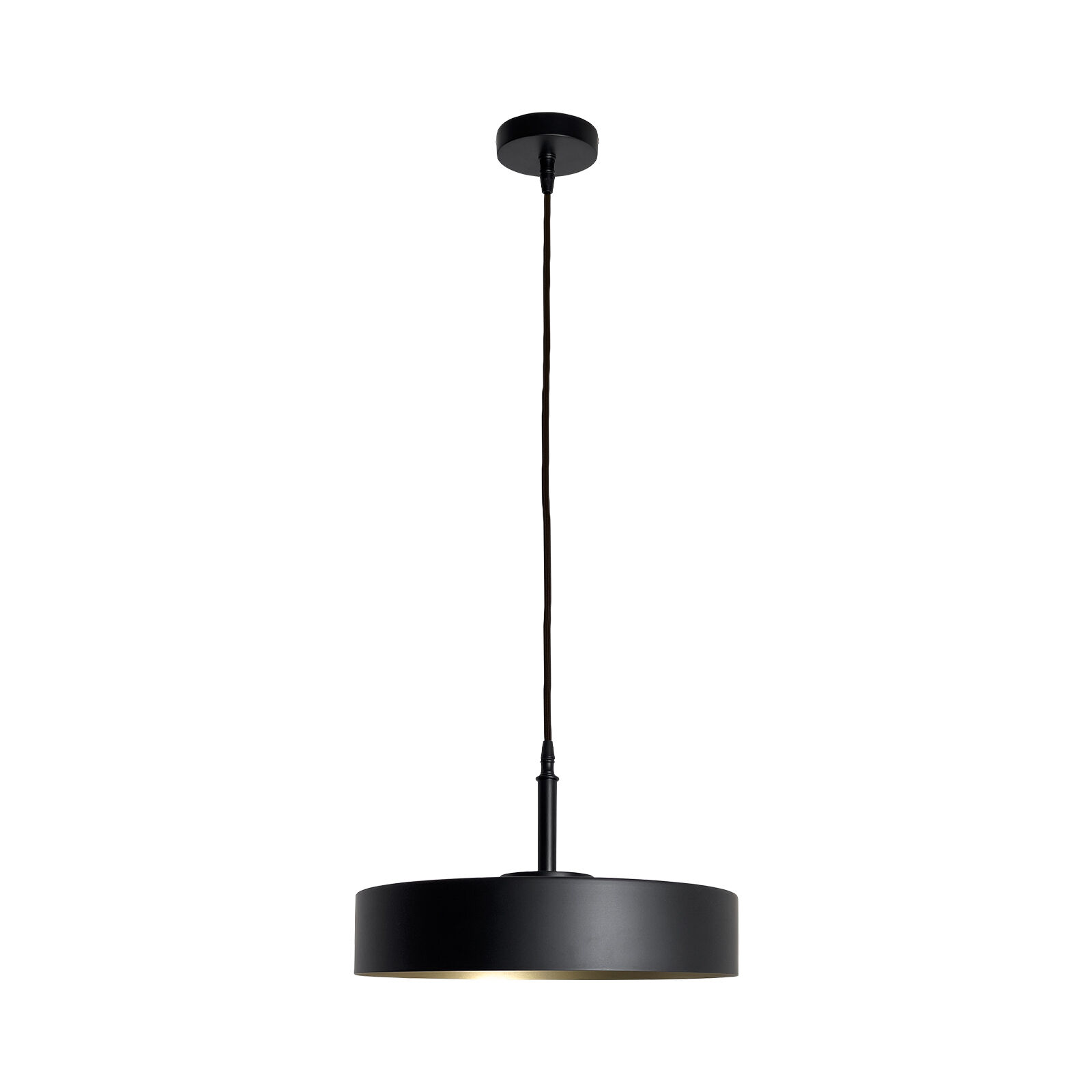 Suspension ronde noir or E27 Ø 40 cm laiton fer