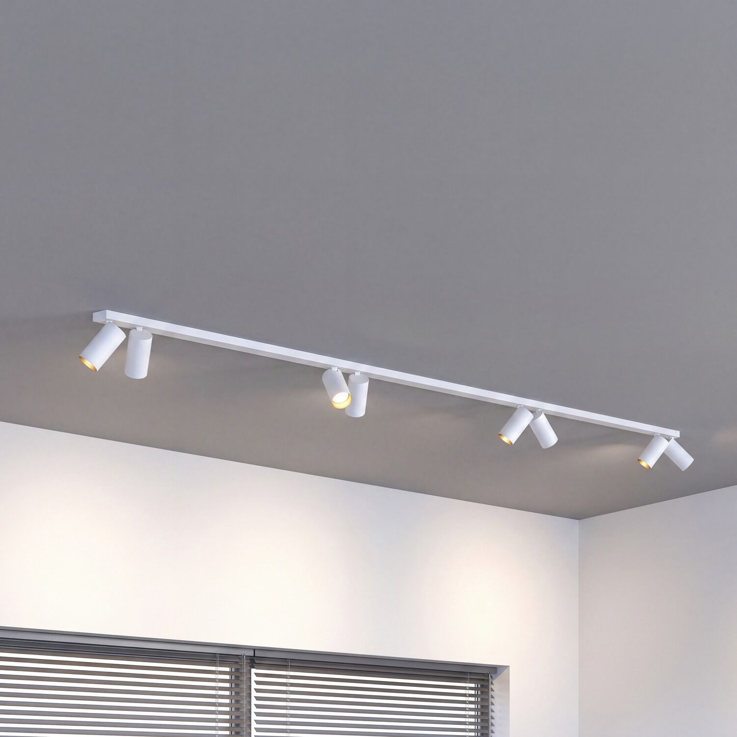 spots-buerobeleuchtung-metall-lampen-flurlampe-colene-8x-gu10-bis-10-w-weiss-gold-fuer-wohnzimmer-flur-arbeitszimmer-le67084-02 deckenleuchte, spotlights, track lighting, weiße leuchte, eckmontage