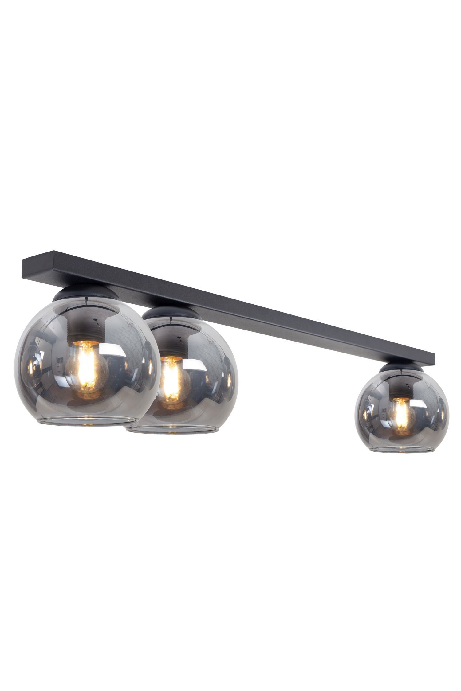 Deckenleuchte Rauchglas Schwarz blendarm E27 80 cm lang
