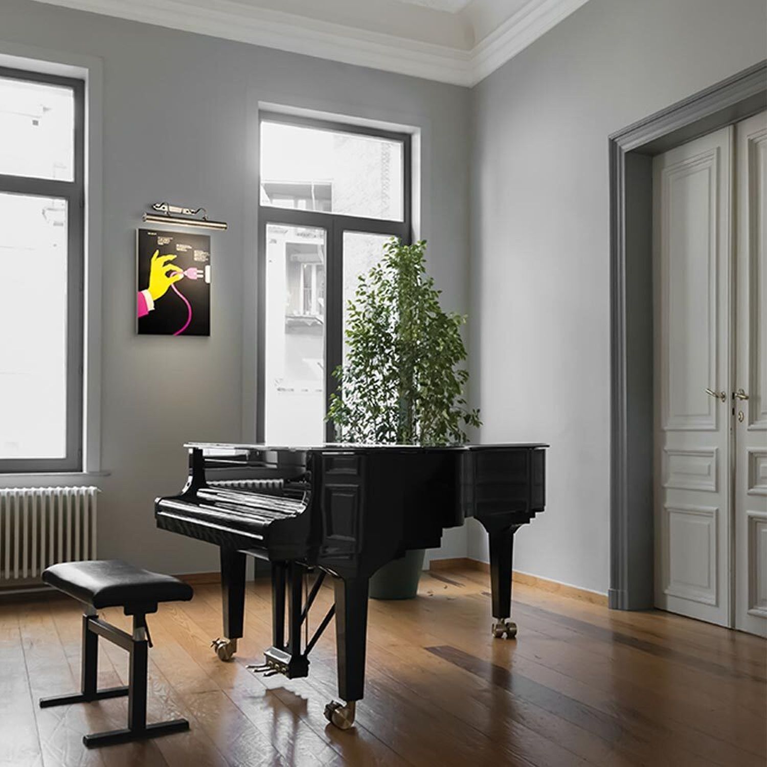 Bilderleuchte Metall E14 B: 71,3 cm in Bronze 4-flammig Tastatur, Musikinstrument, Klavier