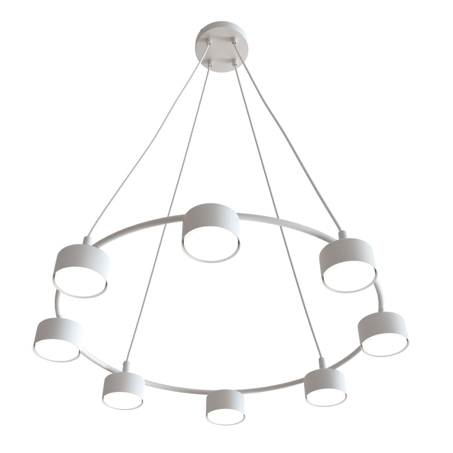 Suspension Blanc Métal accentué L:64 cm 8-flamme