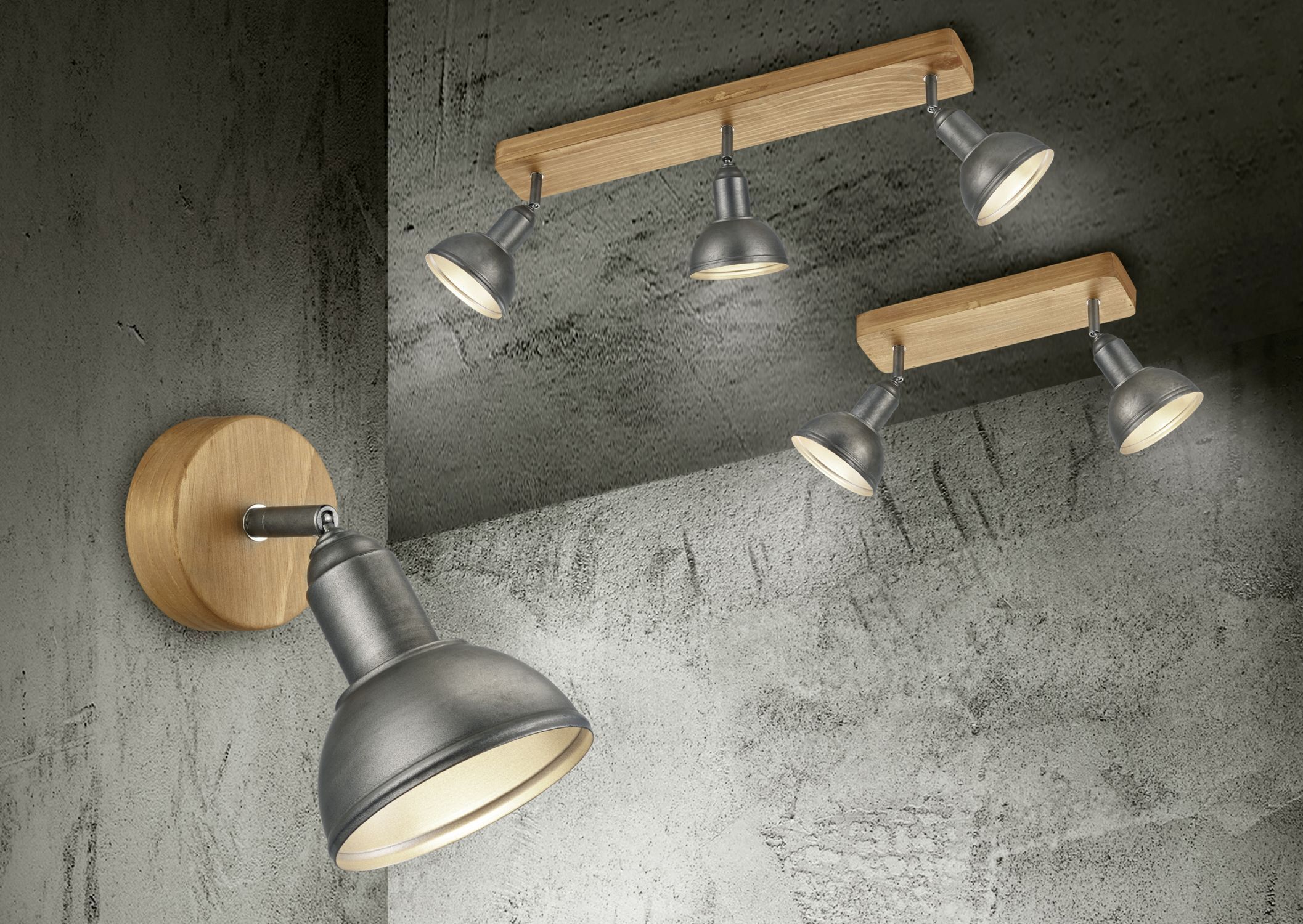 Flexibler Deckenstrahler Holz Metall E14 Nickel Antik Drinnen, Beleuchtung, Innenarchitektur