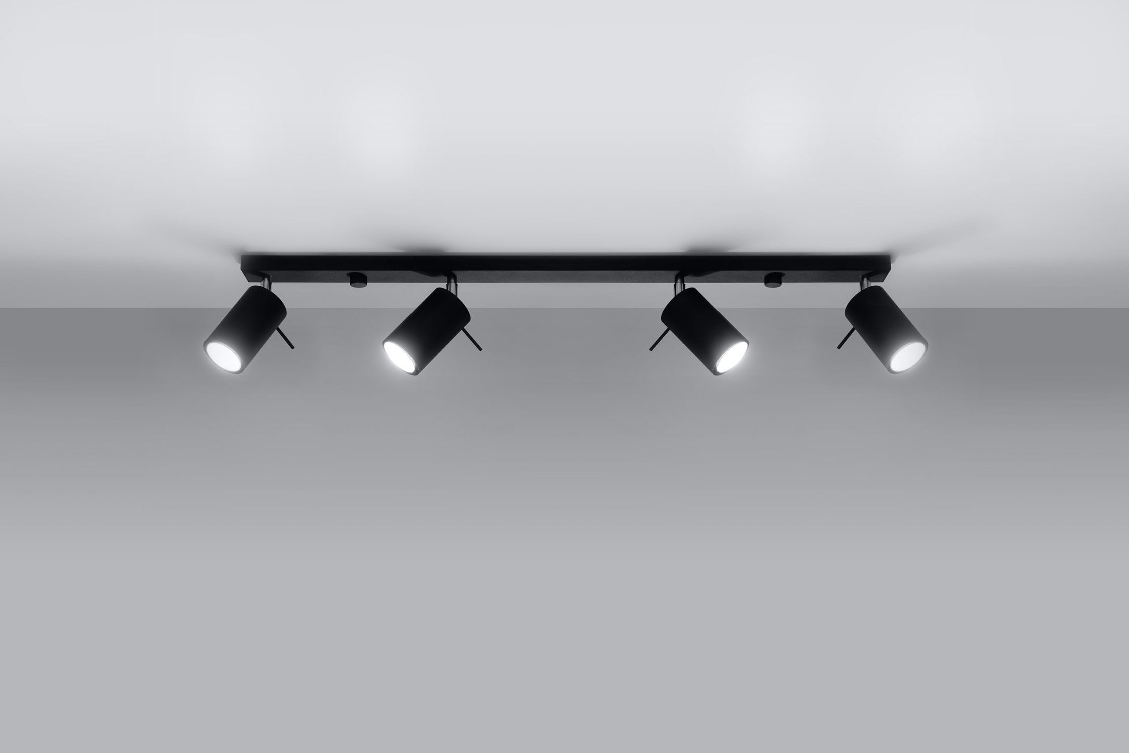 Projecteur de plafond 4 flammes GU10 80 cm de long noir métal