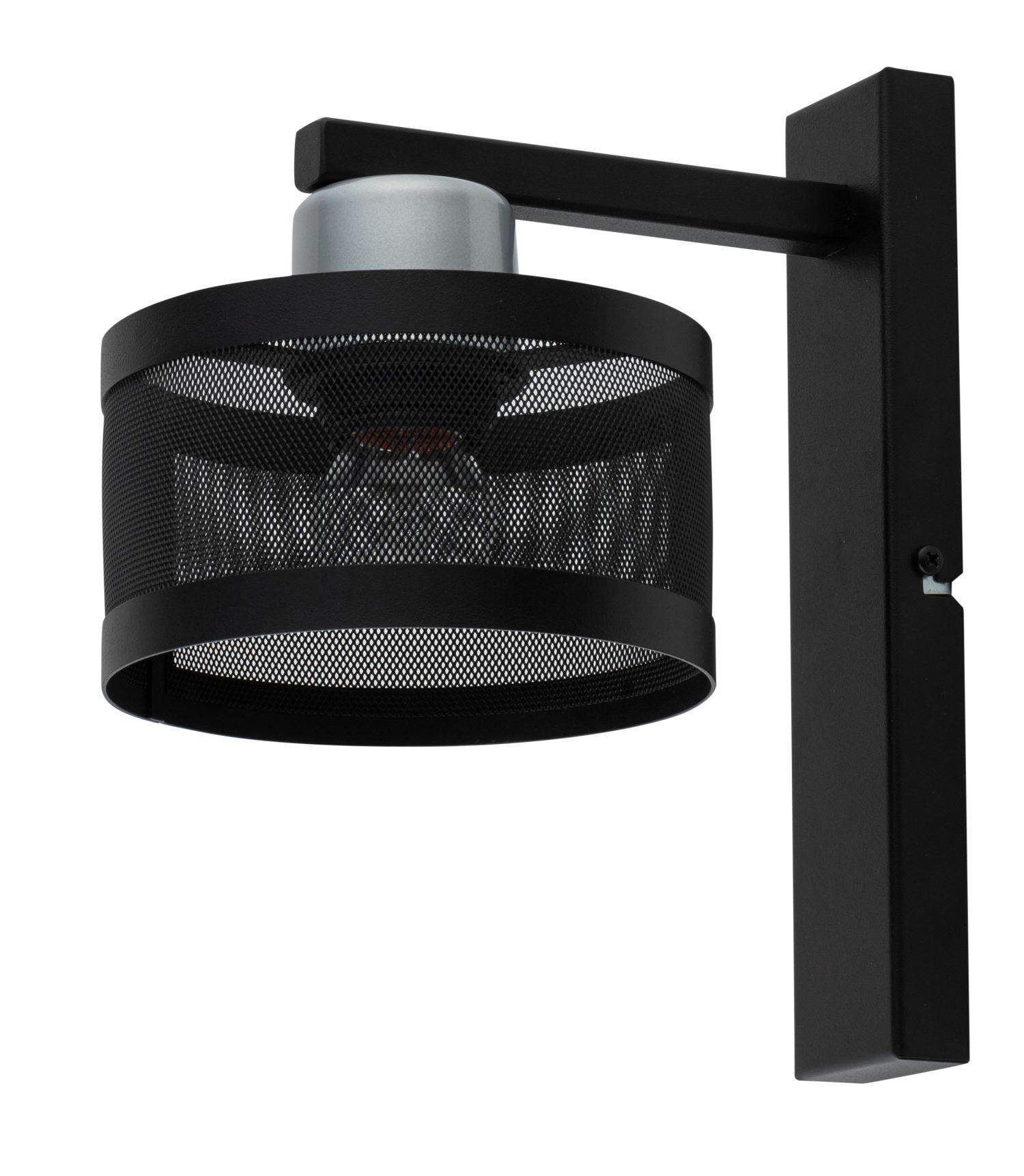 Wandlampe Metall Schwarz Silber H:25 cm E27 klein