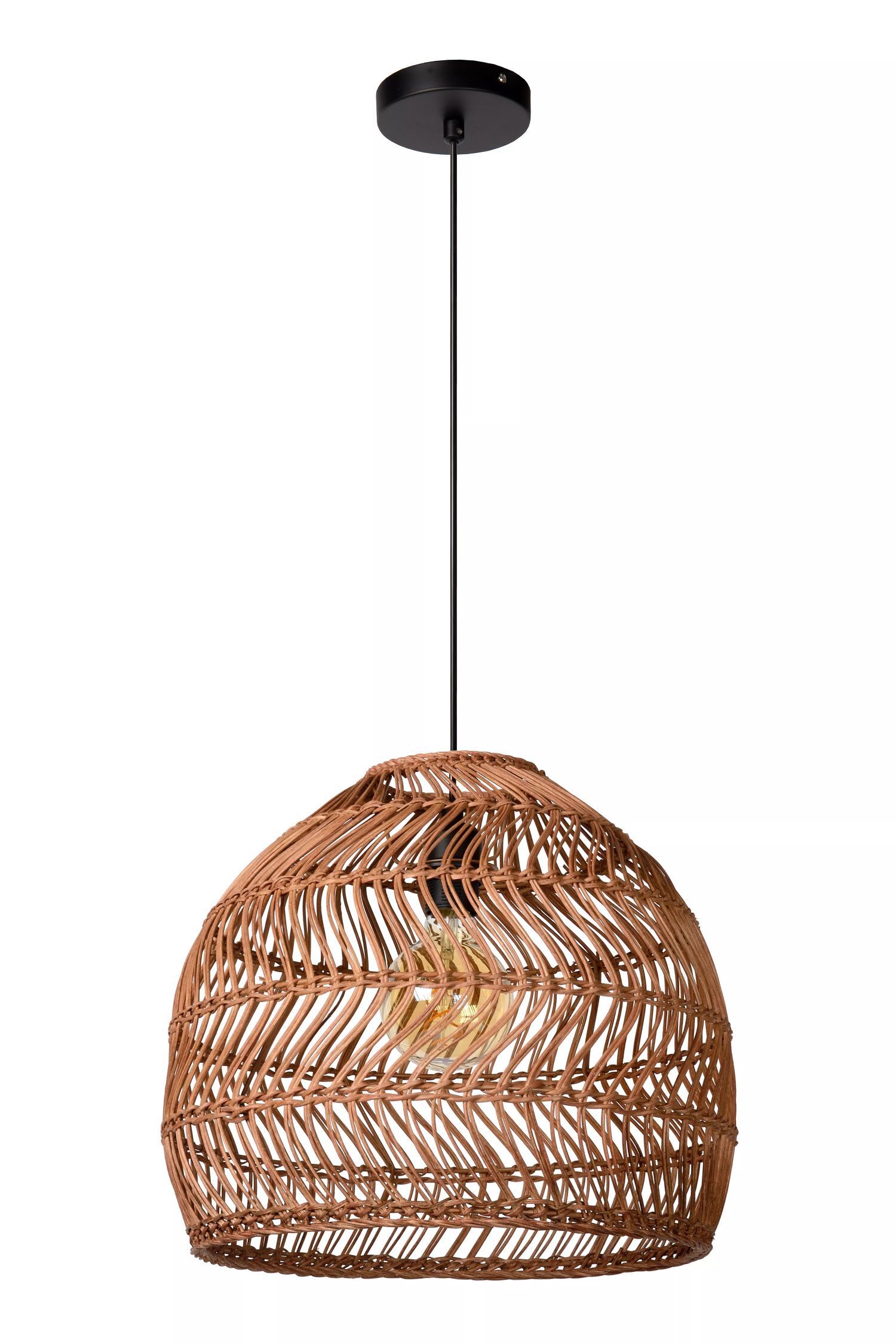 Natürliche Pendelleuchte Rattan Ockergelb Ø40 cm rund Lampe, Kronleuchter