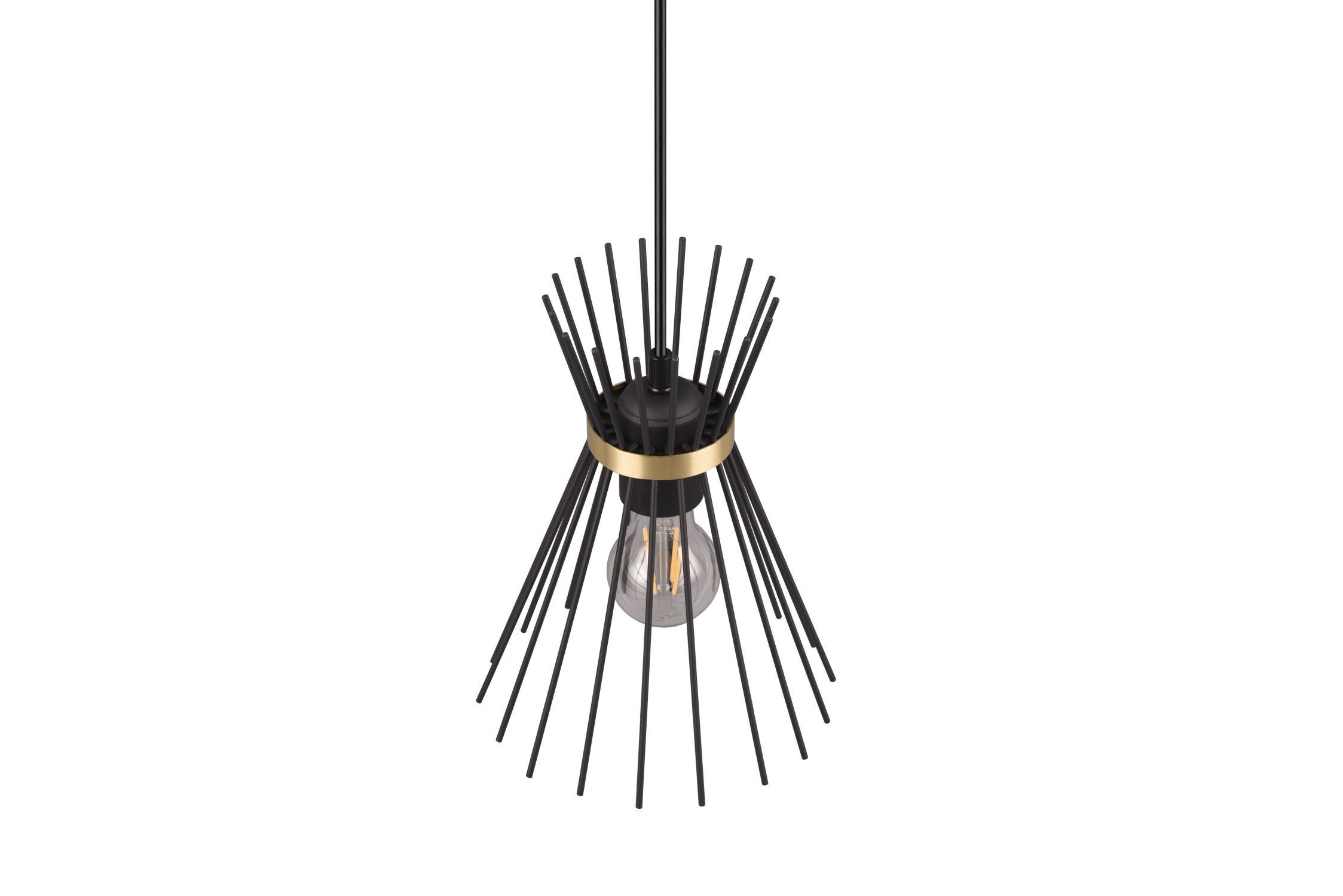 Dekorative Pendelleuchte Schwarz Gold E27 Ø20 cm rund Leuchter, Lampe