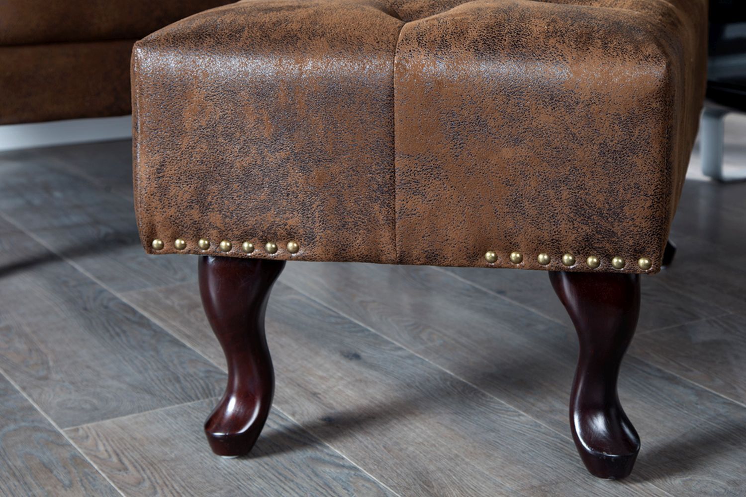 Tabouret Microfibre bois 80x110 cm en brun antique