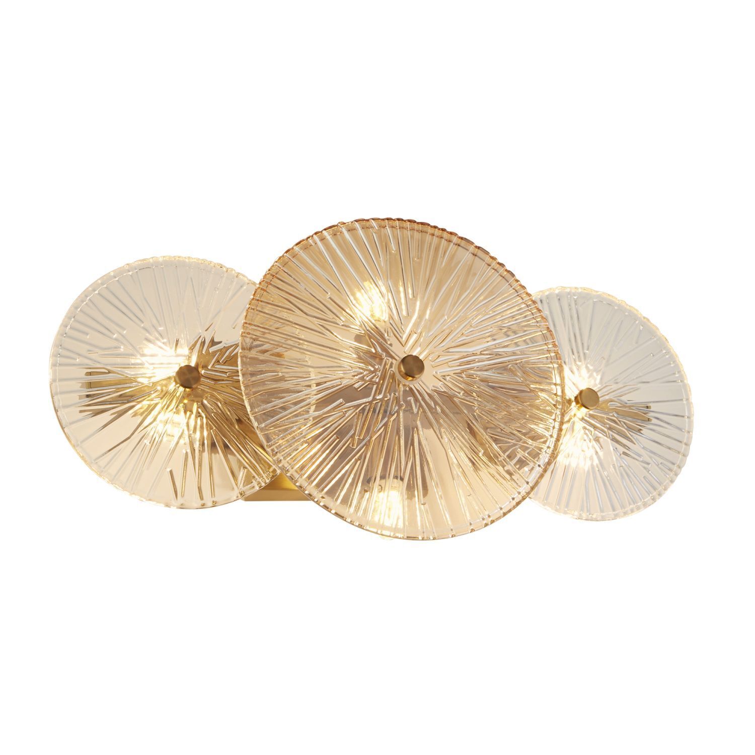 Lampe de plafond métal verre L : 40 cm en laiton ambre clair