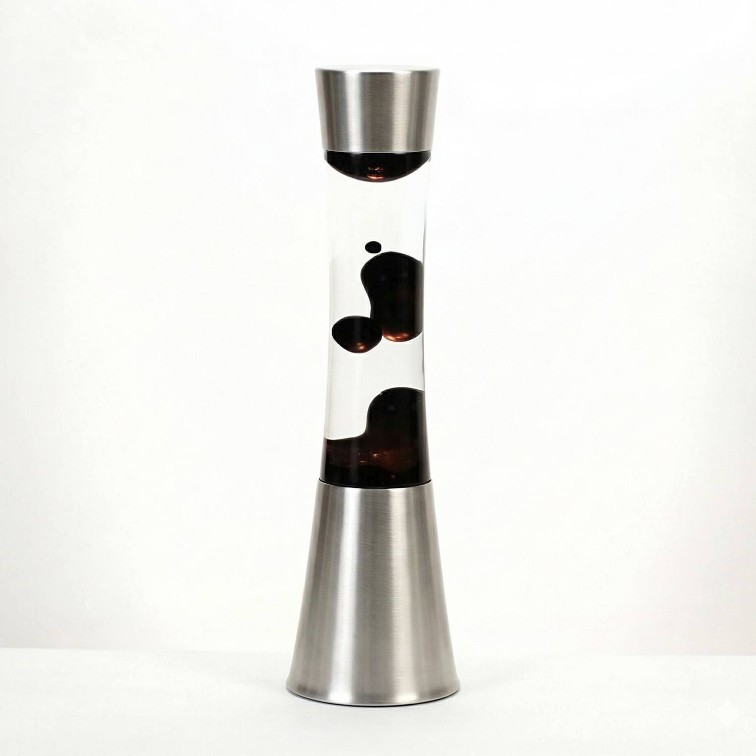 lavalampe-schwarz-silber-chrome-lavaleuchte-sandro-1 Vase, Lava-Lampe, Glas, Chrom, Deko