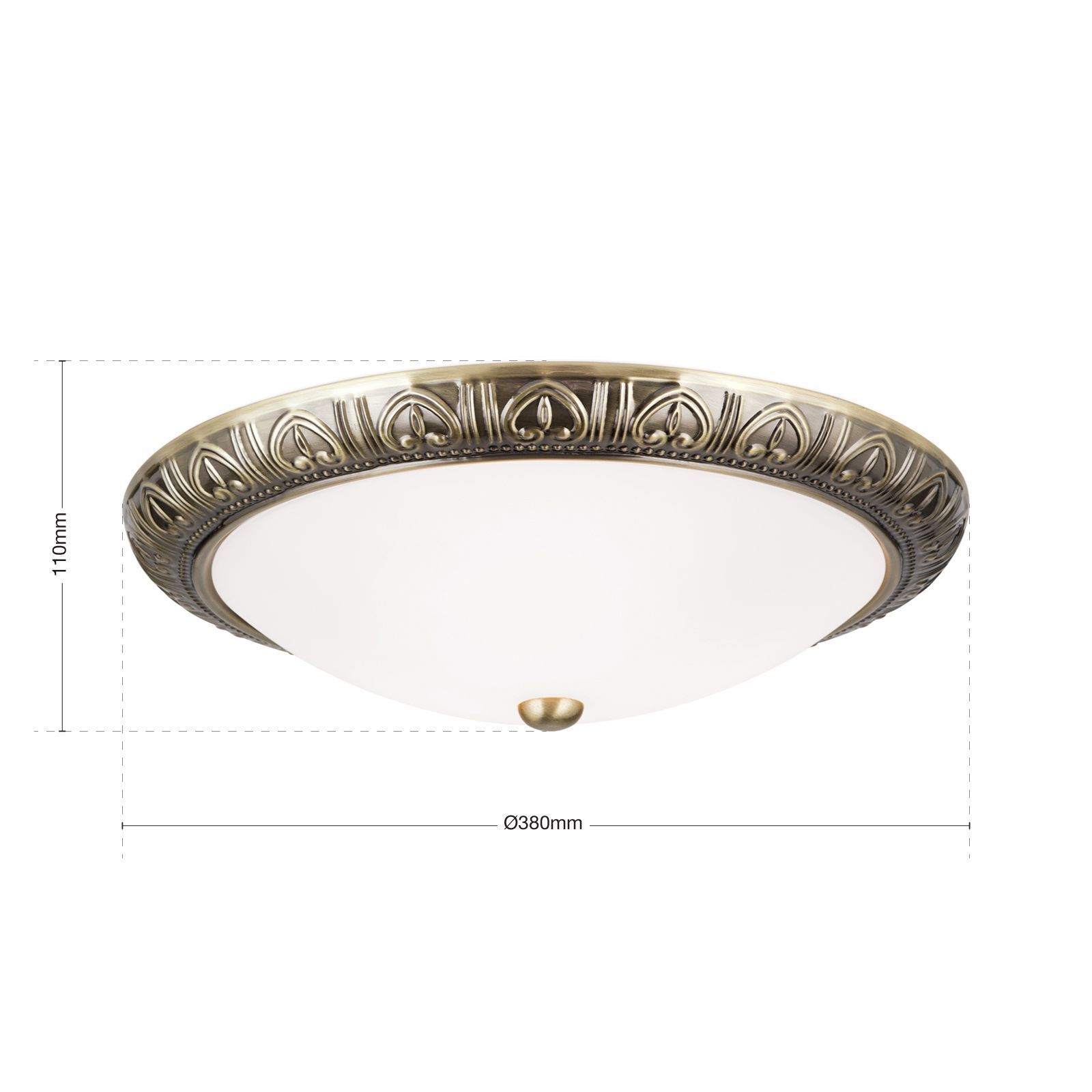 Deckenleuchte, Deckenlampe, Bronze-Rand, Glaskuppel, Durchmesser 380mm
