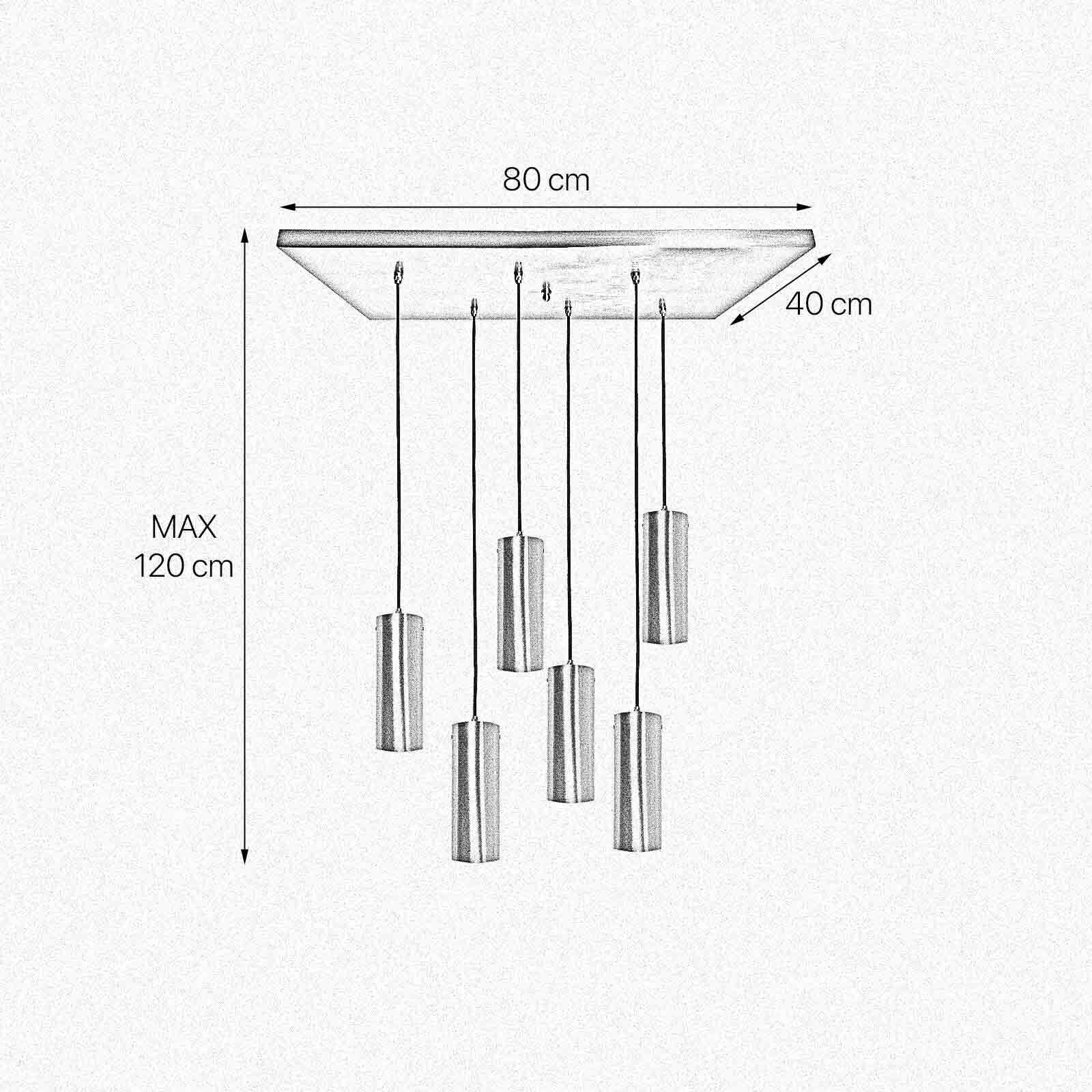 Hängeleuchte Messing B: 80 cm in Bronze hell 6x E27 massiv