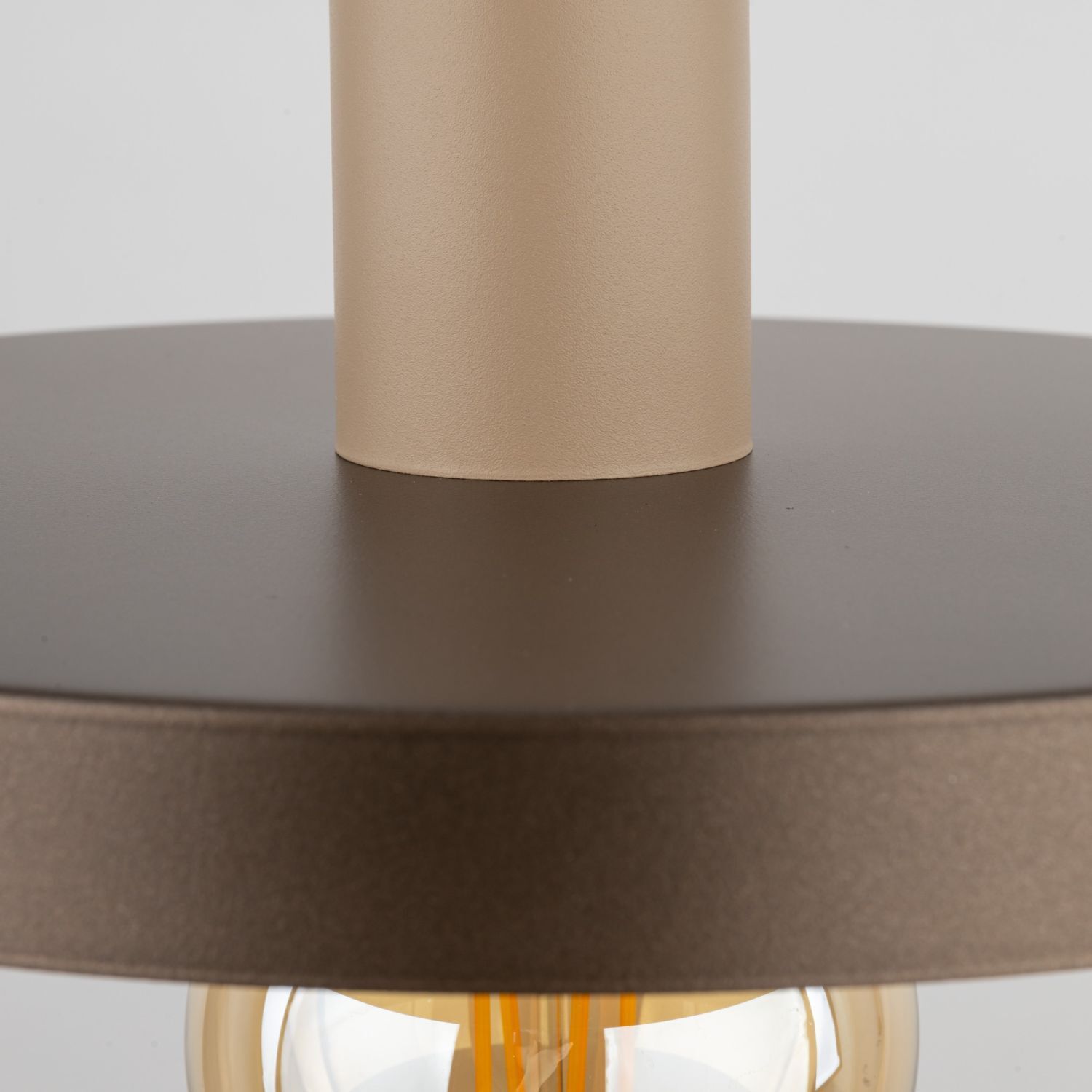 Pendelleuchte E27 Ø30 cm rund Sandgrau Braun Vintage Moebel, Tabelle, Tischplatte, Kaffeetisch, Lampe