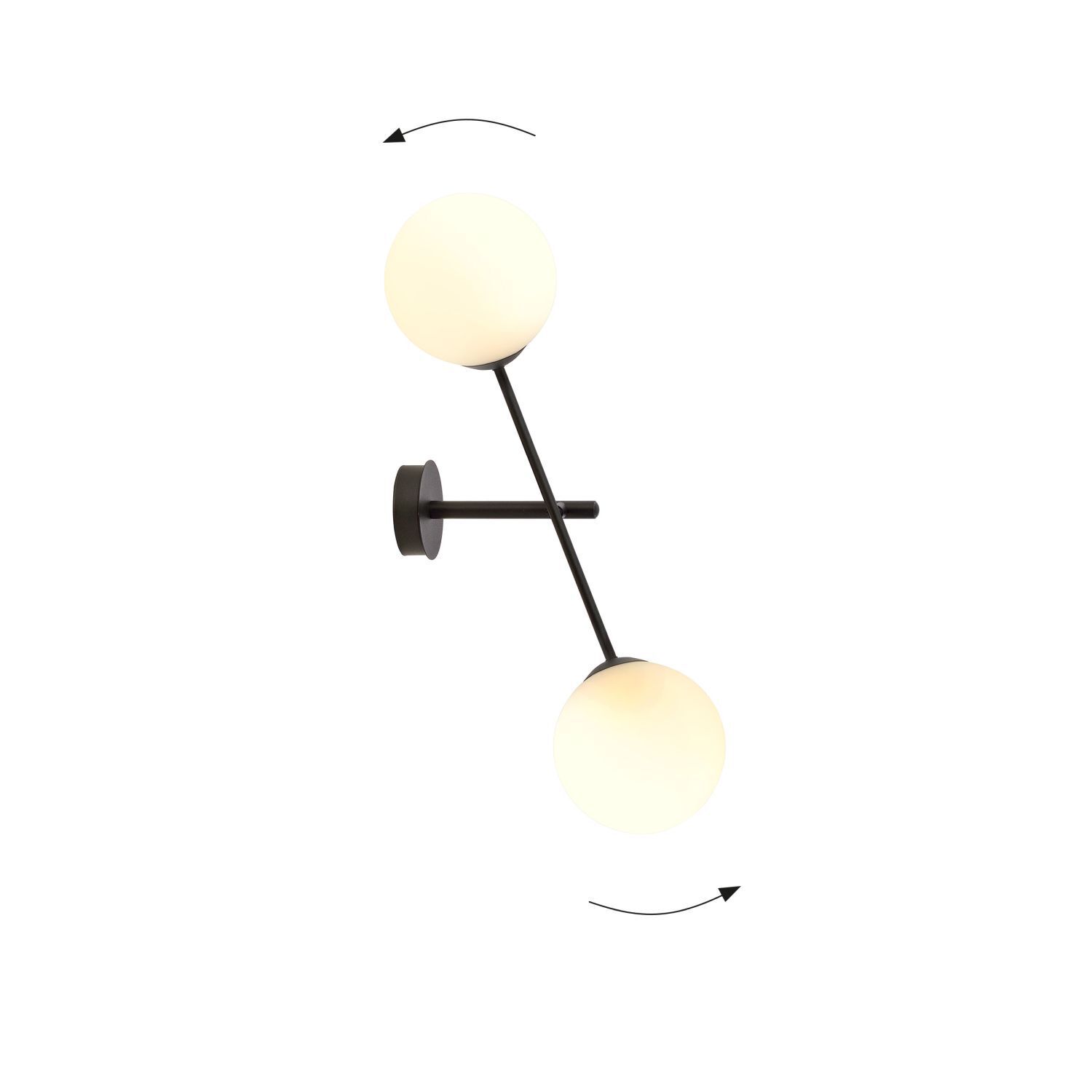 Applique métal verre pivotant H : 57 cm noir blanc E14