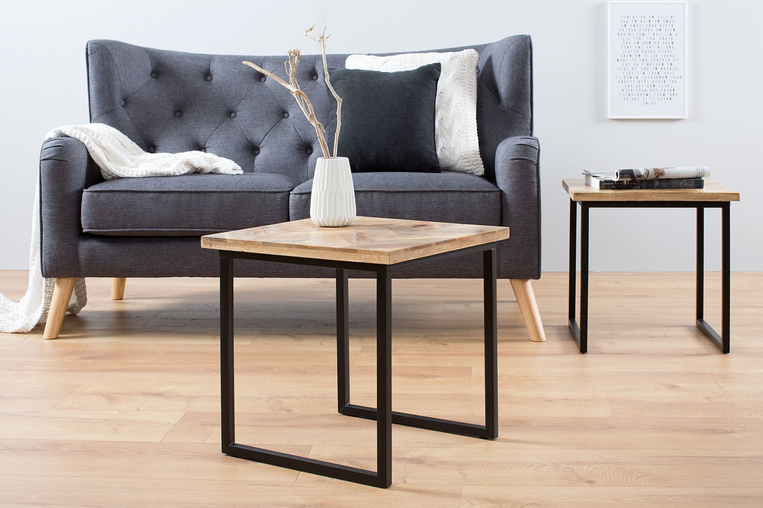 Table basse mangue bois métal 45x160 cm en noir naturel Kaffeetisch, Mobiliar, Tabelle, Innenarchitektur, Couch