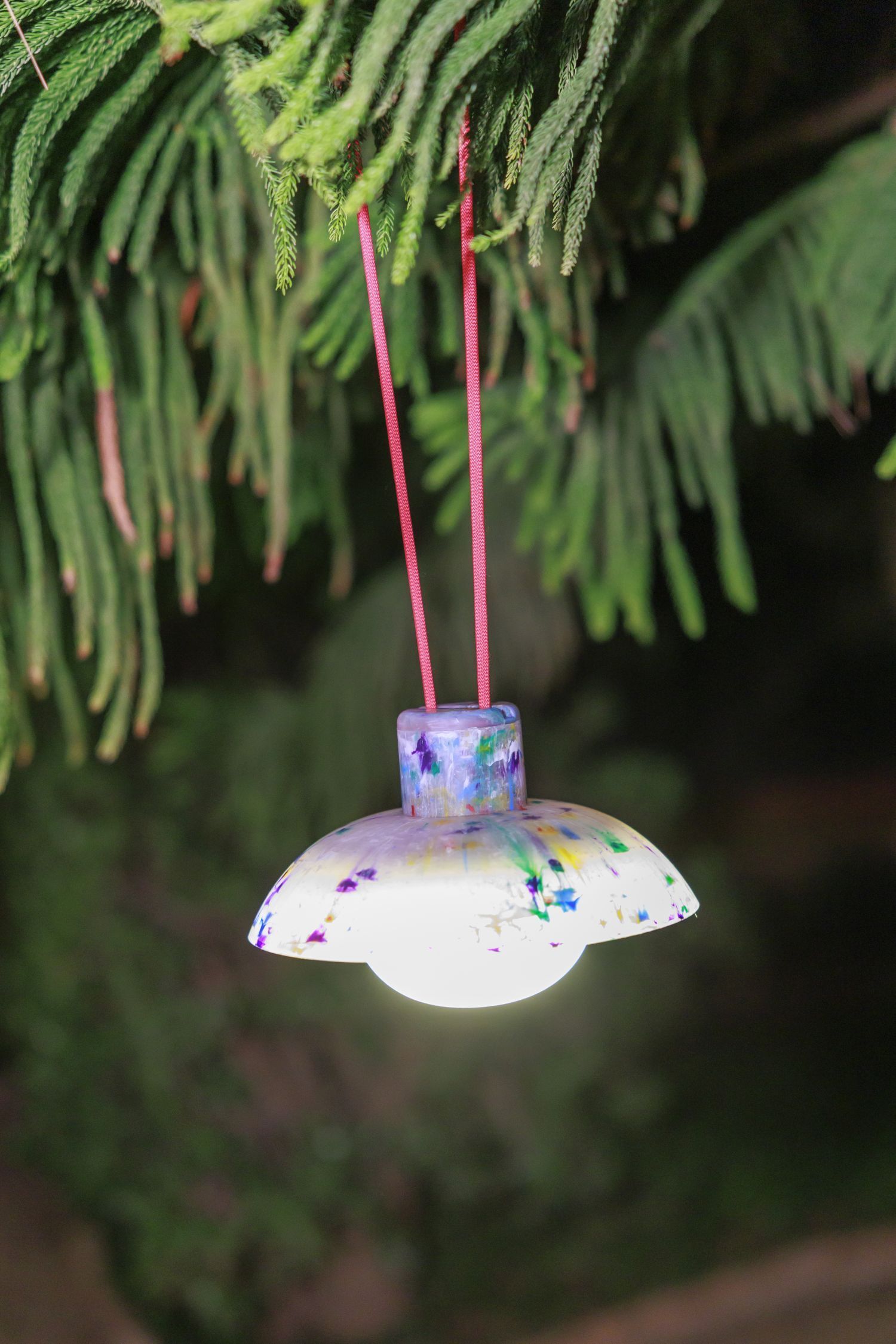 Weihnachtsbaum-Schmuck, Lampenschirm, Kugel-Lampe, Hänger, Papier? Kunststoff?