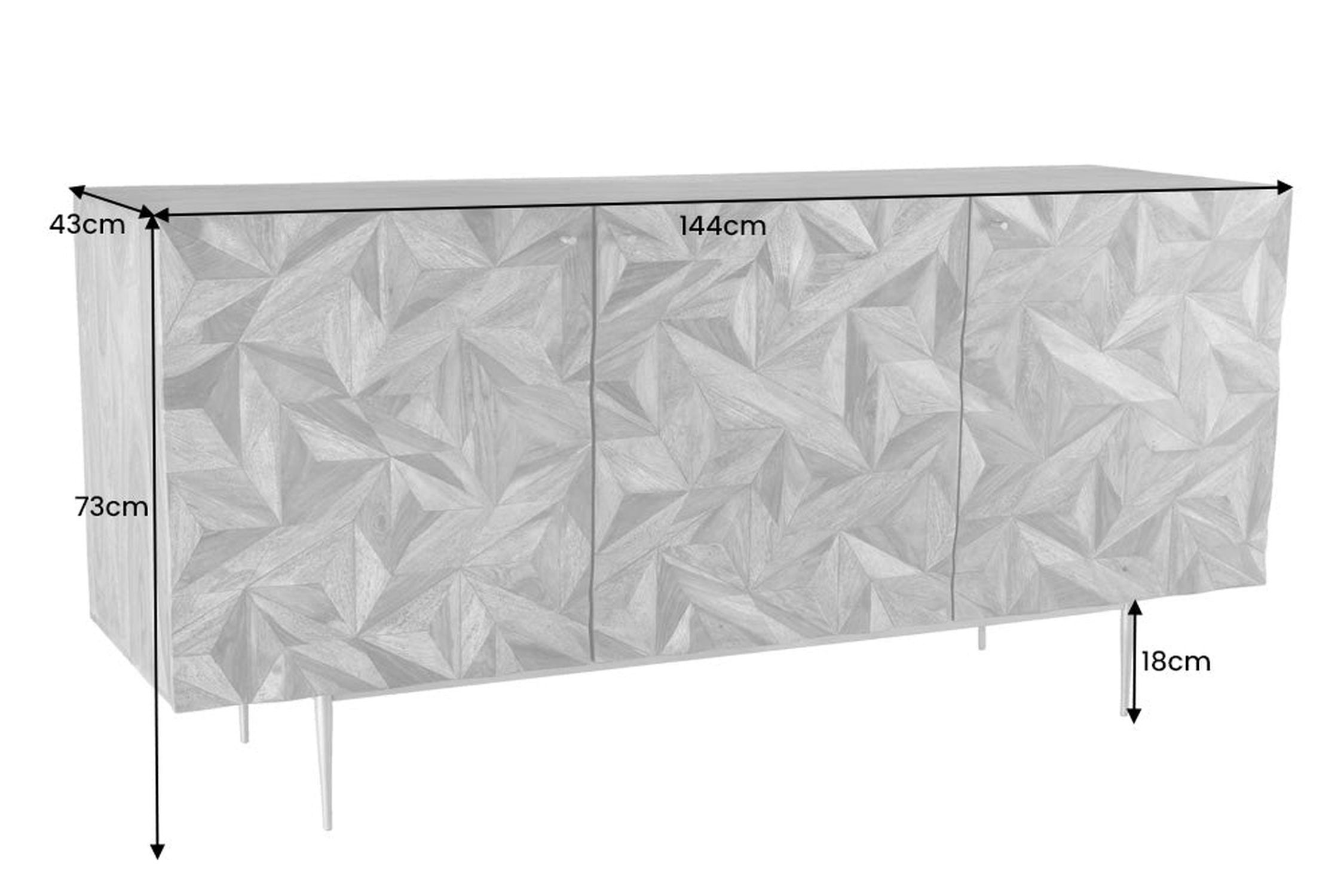 Sideboard Sheesham Holz Metall 145 cm breit Handarbeit Moebel, Anrichte, Kabinett, Tabelle