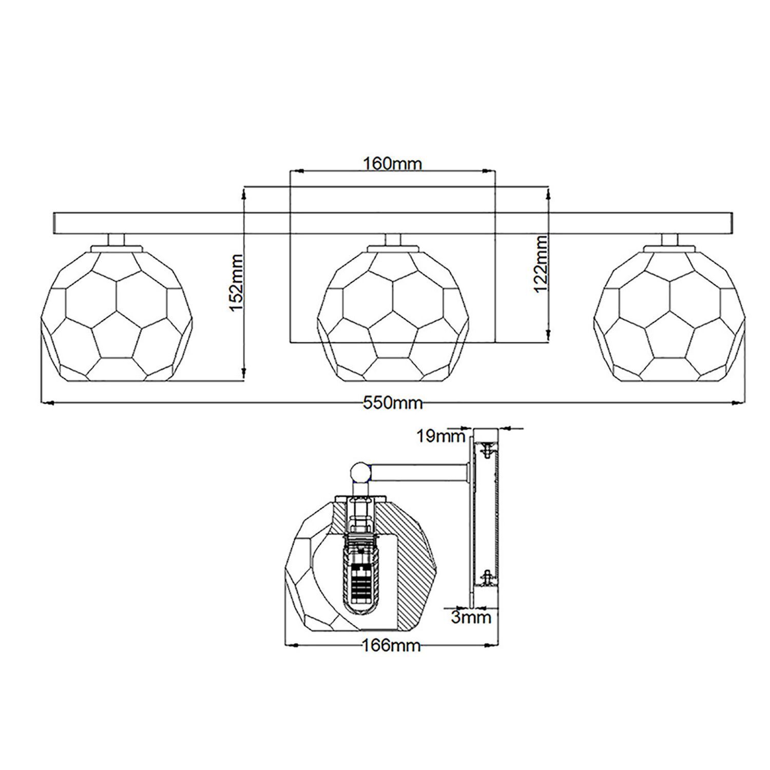 Wandlampe Bad Kristall LED G9 IP44 B: 55 cm Chrom
