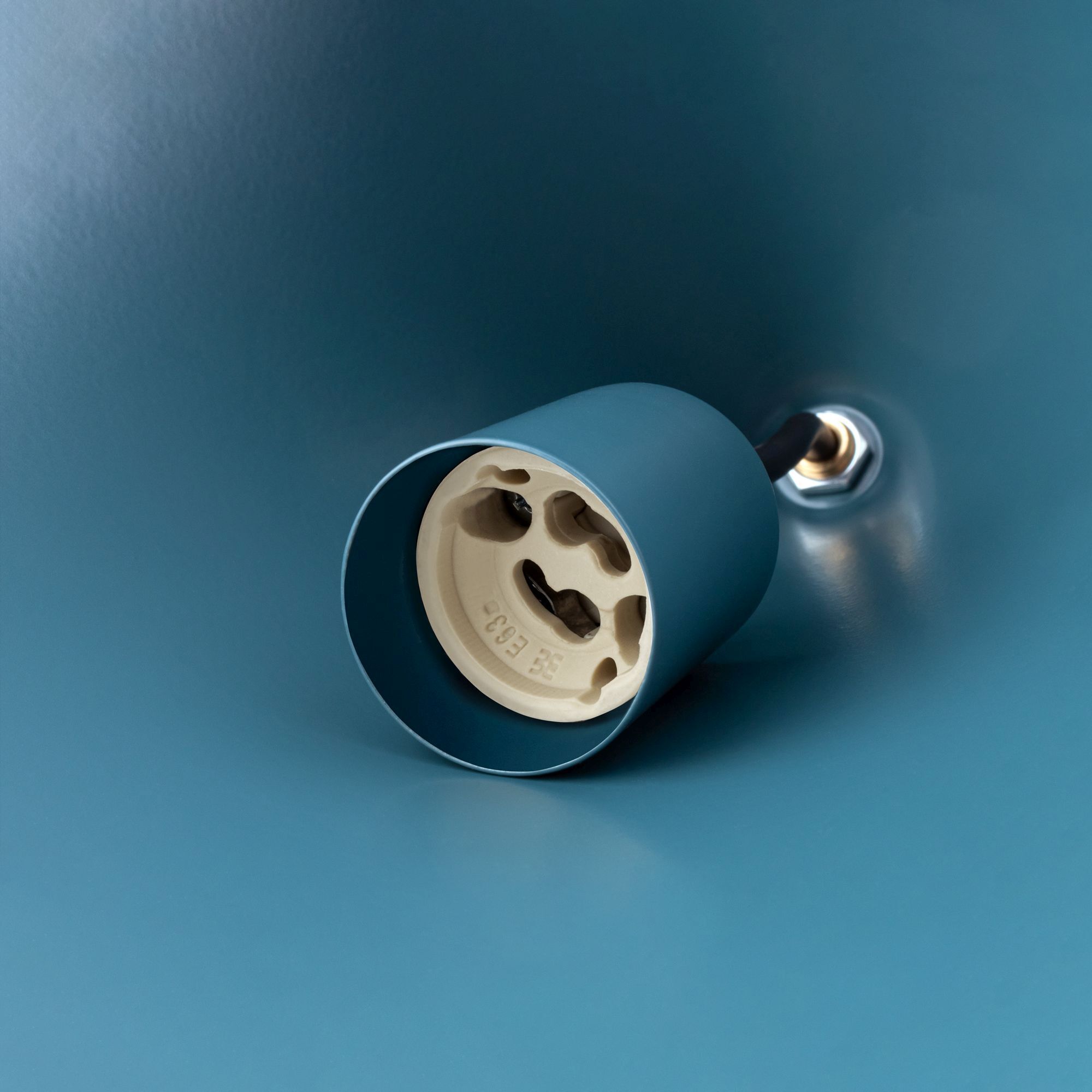 Hängelampe Grün GU10 Ø 20,5 cm Metall Retro Design Steckdose, Wandsteckdose, Gehäuse, Blau, Beleuchtungselement