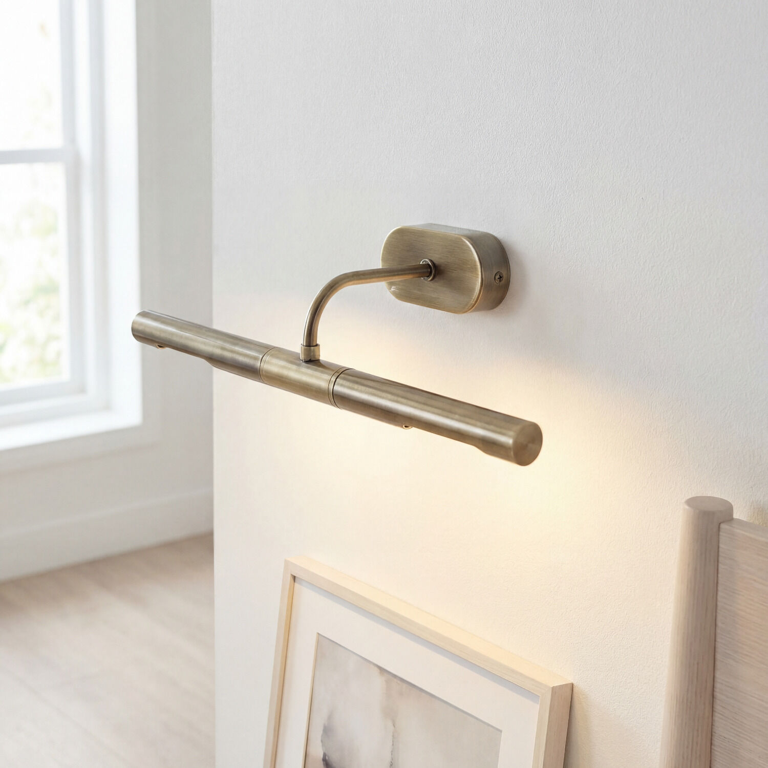 Bilderlampe verstellbar B: 35 cm 2x G9 in Messing antik Wandleuchte, Wandlampe, Bronze, Metall, LED-Lampe