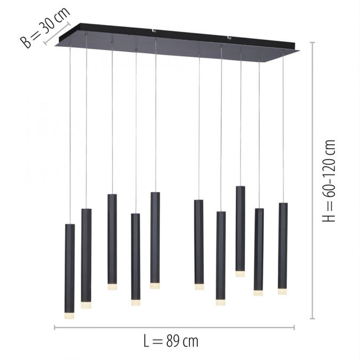 Lampe LED à suspendre métal 3000 K blanc chaud 550 lm noir