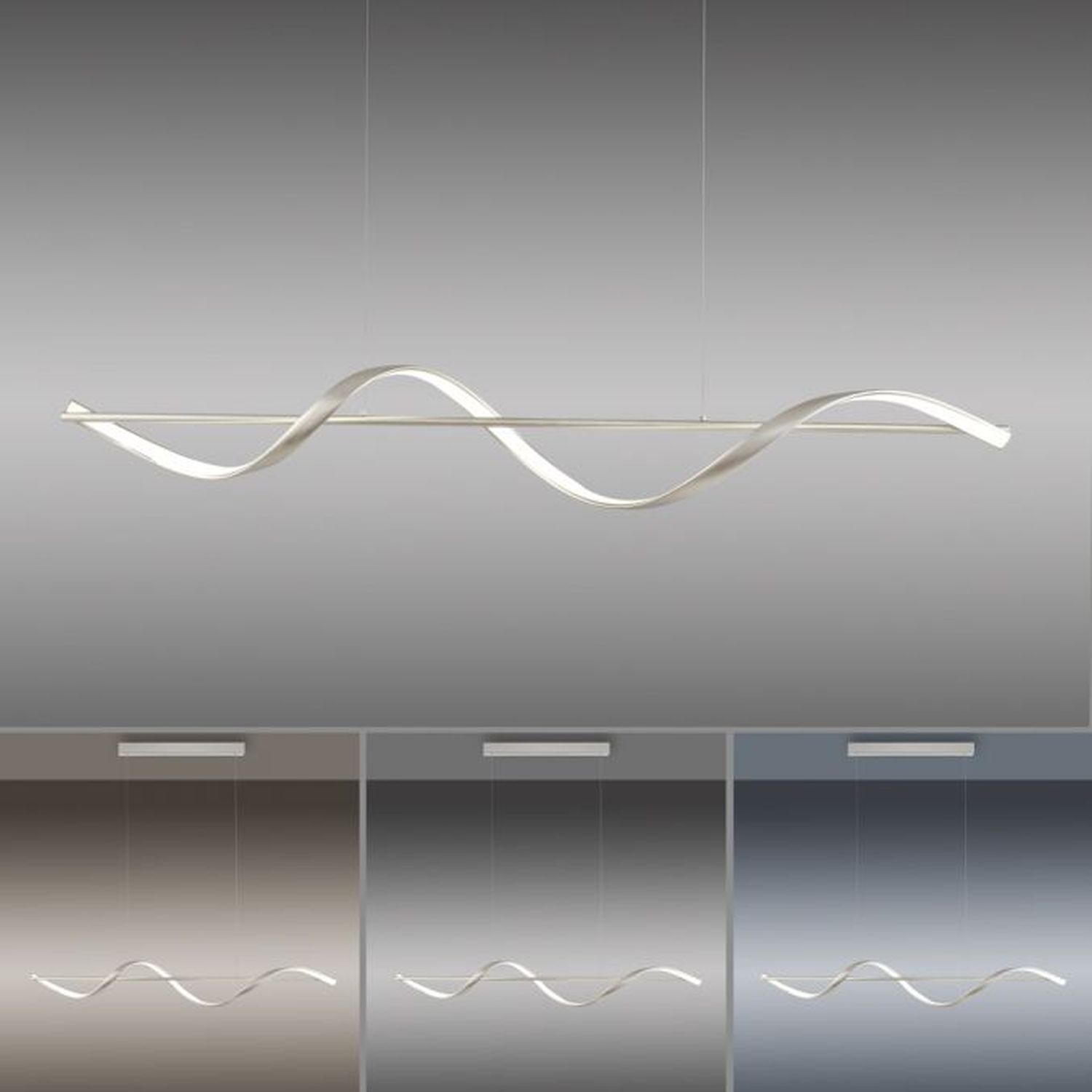 LED Pendelleuchte Silber Fernbedienung 121 cm dimmbar