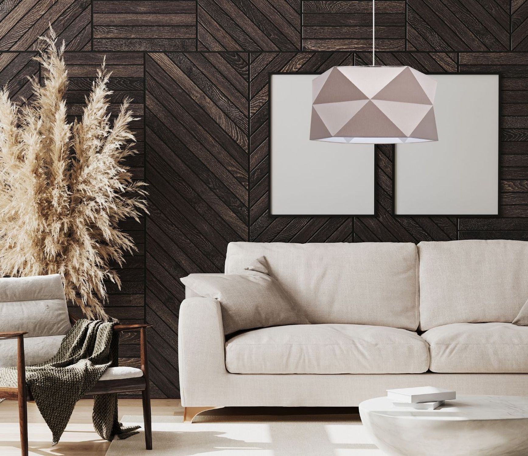 Suspension Abat-jour en tissu blanc marron faible éblouissement E27 L:70 Drinnen, Innenarchitektur, Lampe, Holzpaneele, Couch