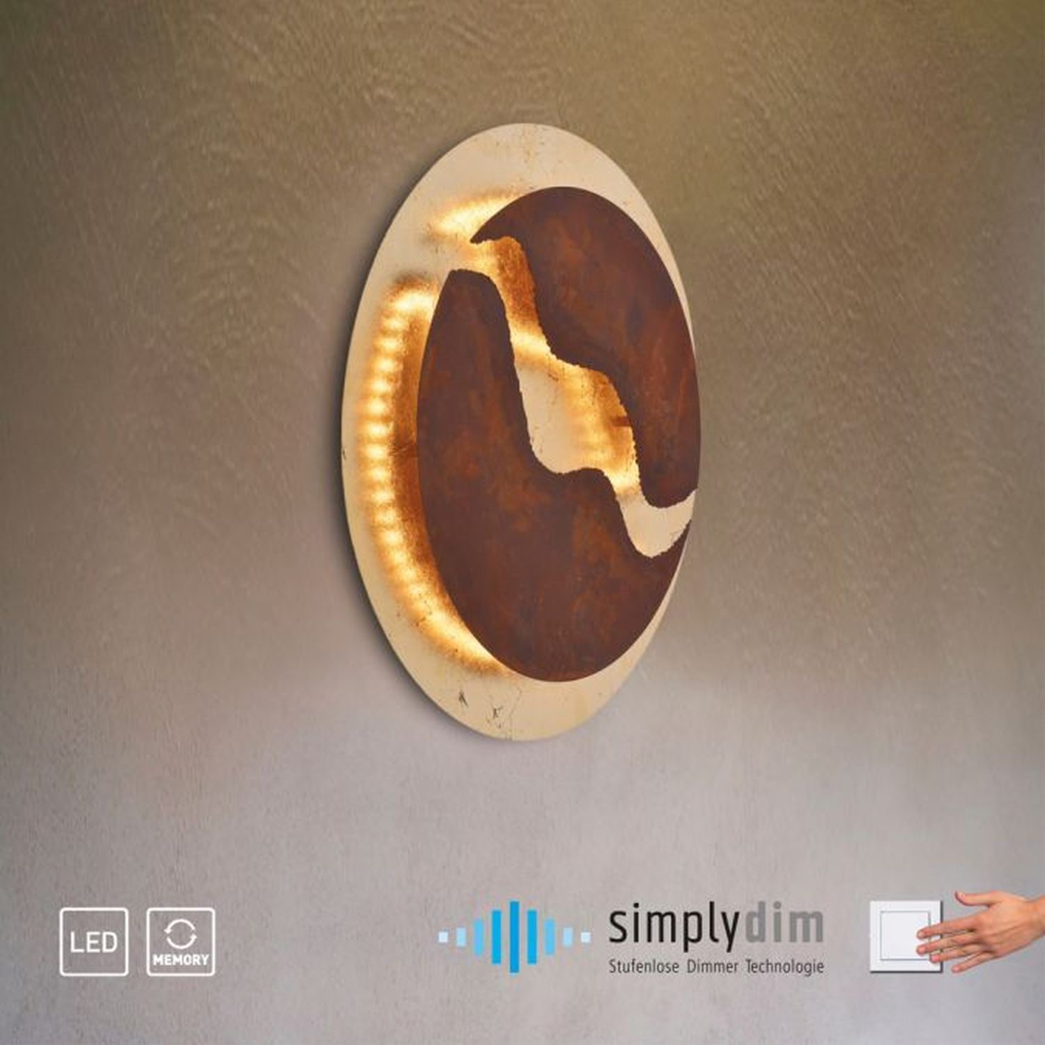 LED Deckenleuchte dimmbar Rostbraun Gold Ø50 cm 3000 K