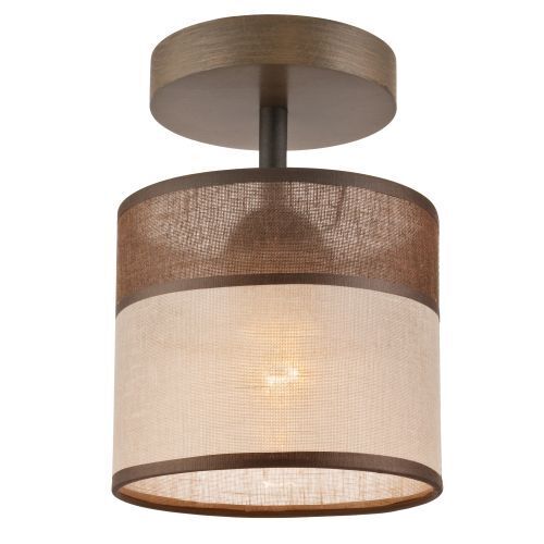 Wohnzimmer Deckenleuchte BLAINE Holz Stoff Braun
