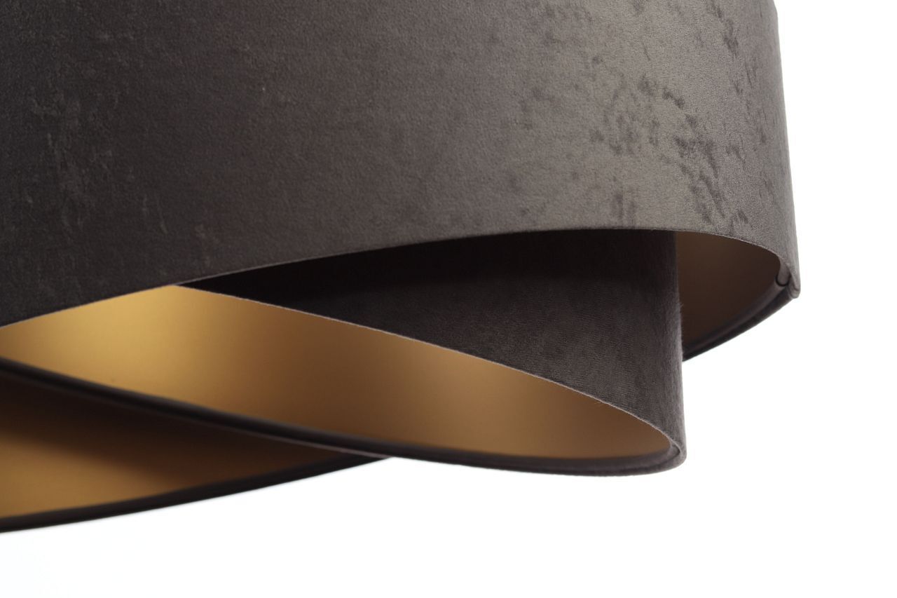 Pendelleuchte Stoff verstellbar E27 Stoff in Grau Gold Lampe, Lampenschirm