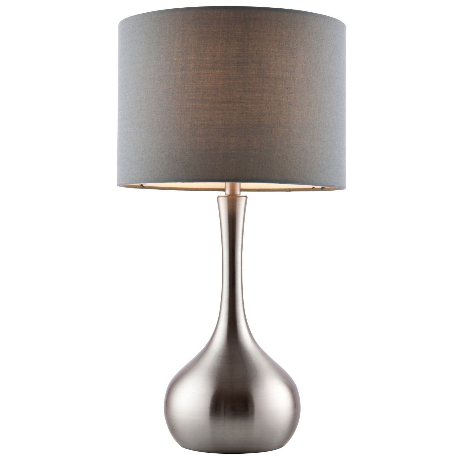 Lampe de table Touch Dimmer 42 cm Nickel Gris Métal Tissu E14