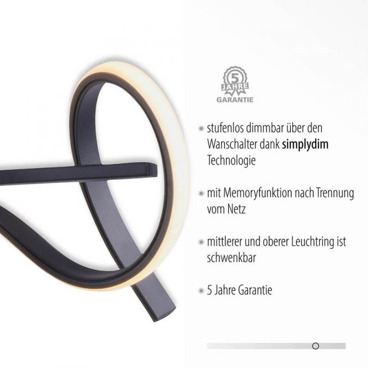 LED Pendelleuchte dimmbar Schwarz 10 W 1330 lm L:99 cm Zubehor, Symbol