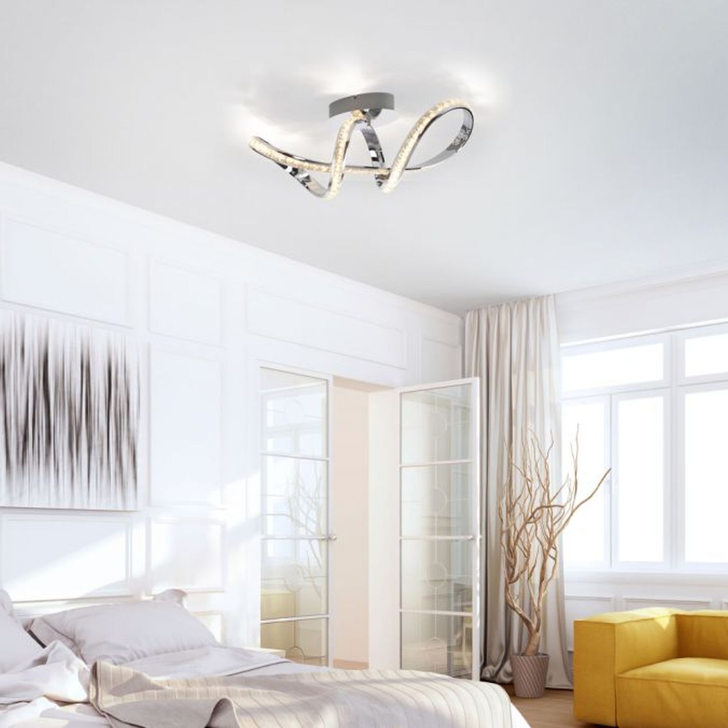 Lampe de plafonnier LED élégante en chrome dimmable 30 W L:65 cm Tür